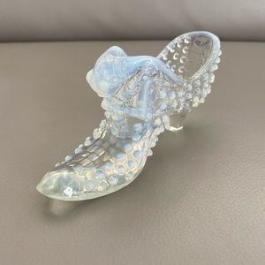 Vintage Fenton Hobnail opalescent shoe
